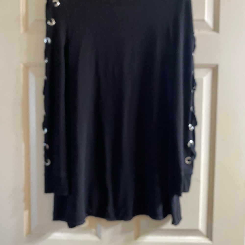 Spense Black Long Sleeve Dress with Grommet Accents